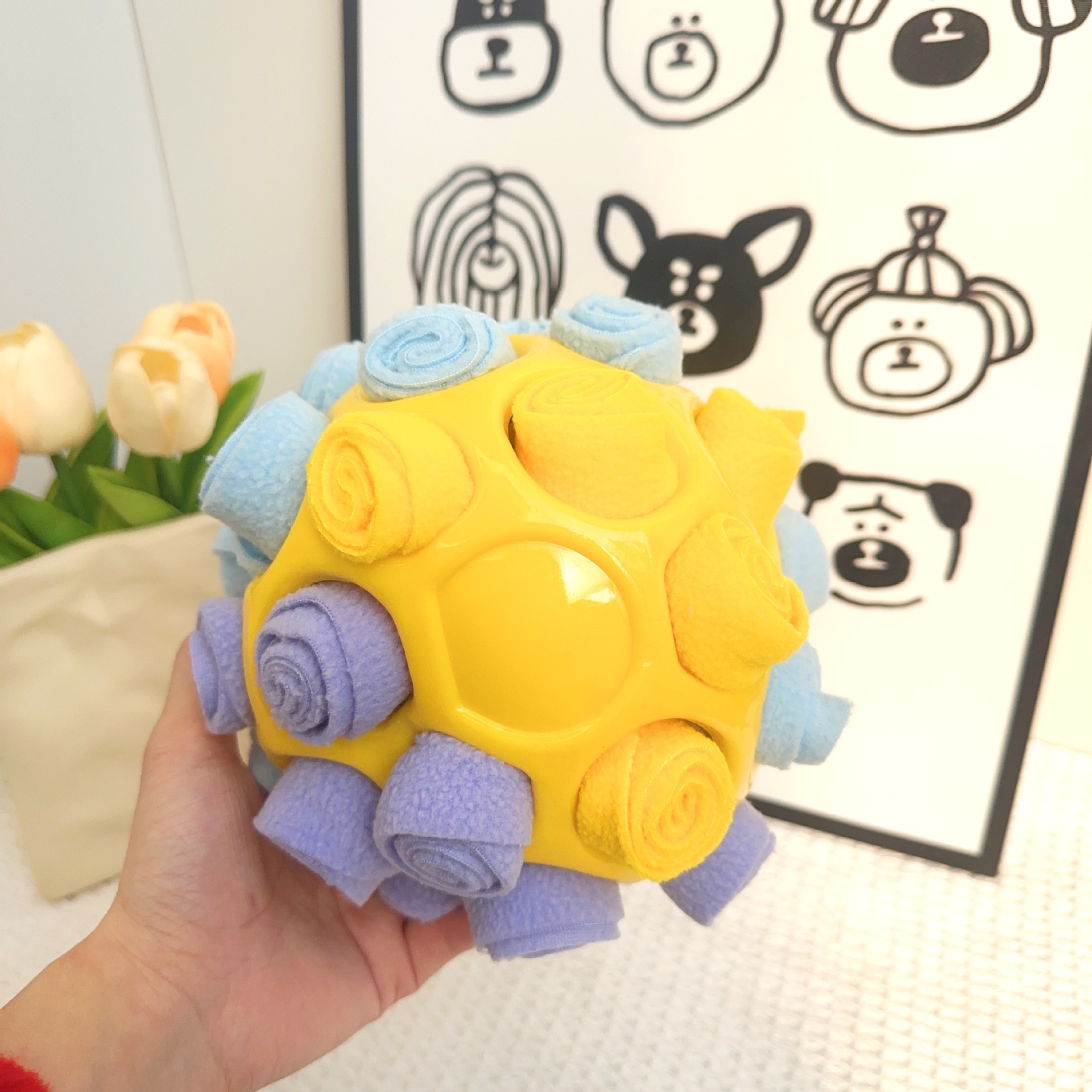 Yellow Rubber Hollow Snuffle Ball for Pets