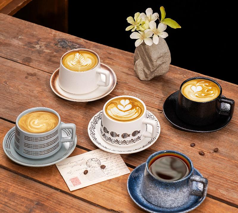 Vintage Ceramic Coffee Cup Saucer Set Wave Fish Gray - Image 2
