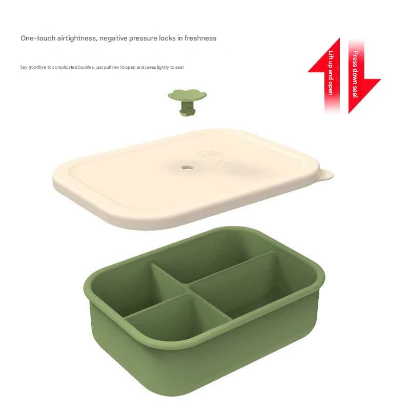 Pink Microwave-Safe Silicone Lunch Box with 4 Compartments Bento Box - Image 2
