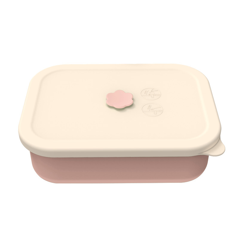 Lotus Color Microwave-Safe Silicone Lunch Box with 4 Compartments Bento Box