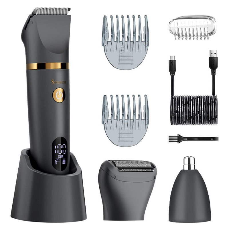 3-in-1 Men's Electric Body Groomer & Hair Clipper Kit - Upgraded Gray