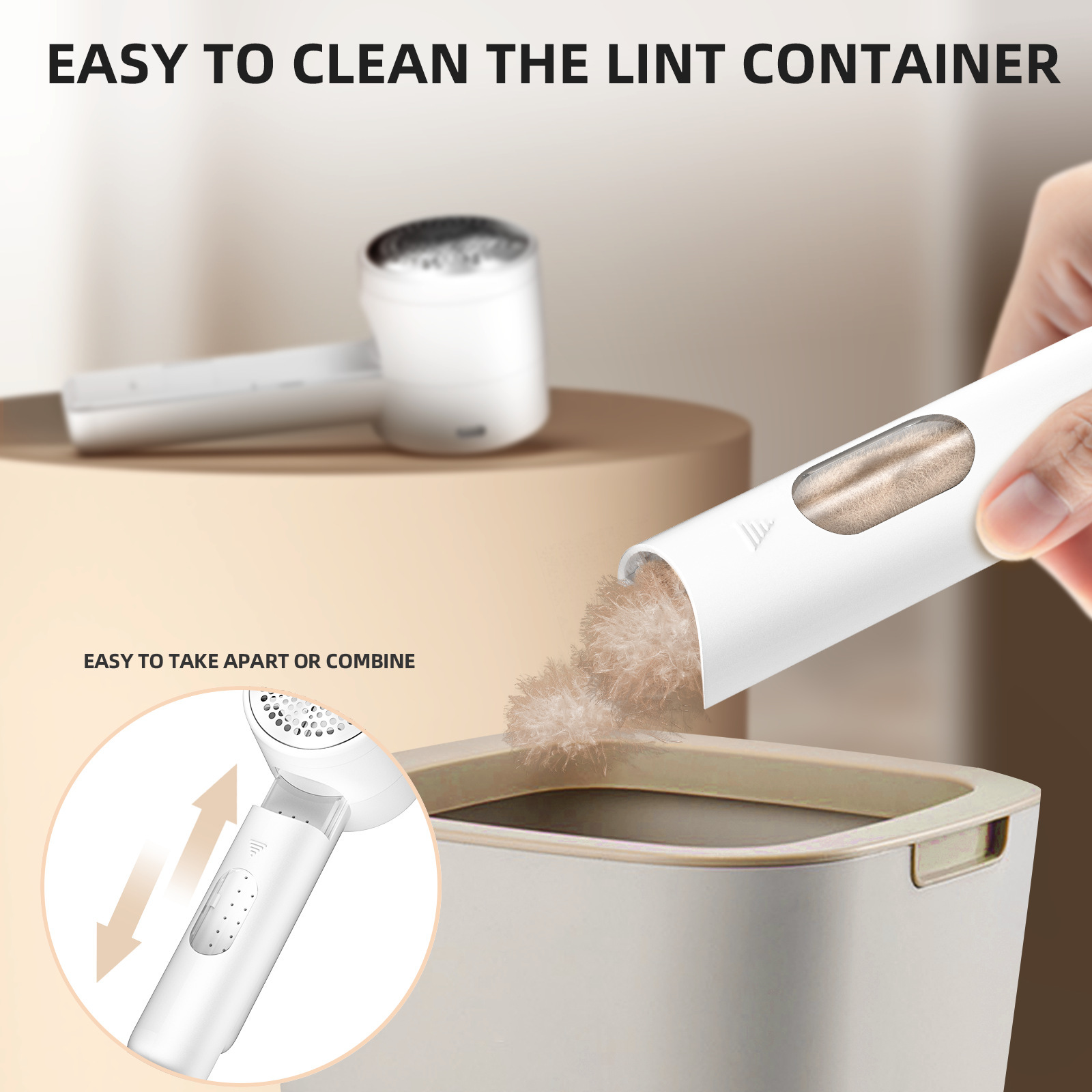 Black Rechargeable Electric Lint Remover With LED Display And USB C - Image 4