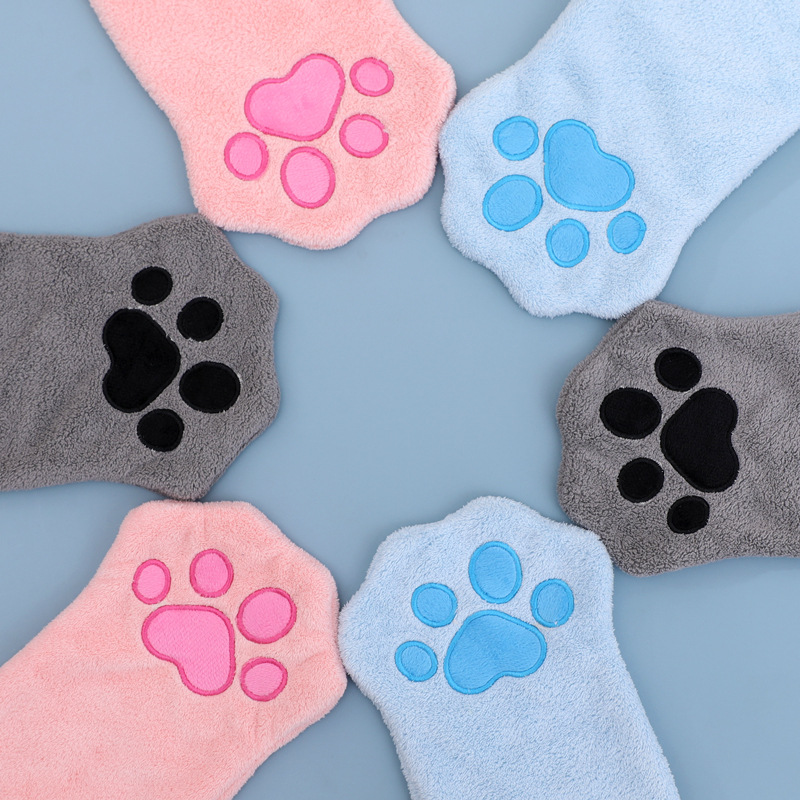 Blue Adorable Pet Paw Grooming And Drying Absorbent Fleece Mitt - Image 3