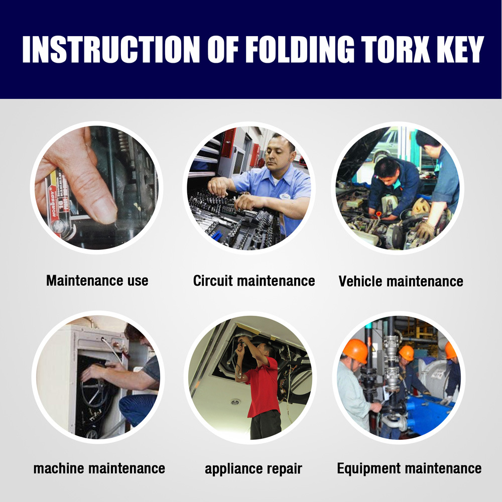 Silver 10 Piece Folding Torx Key Wrench Set T6 to T30 Star Keys - Image 3
