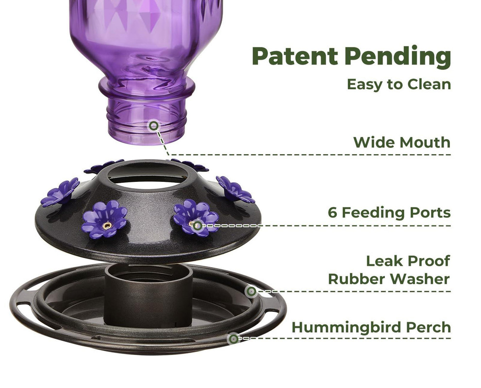 Elegant Green Hanging Hummingbird Feeder - Decorative Glass Nectar Bottle with Ant Moat - Image 4