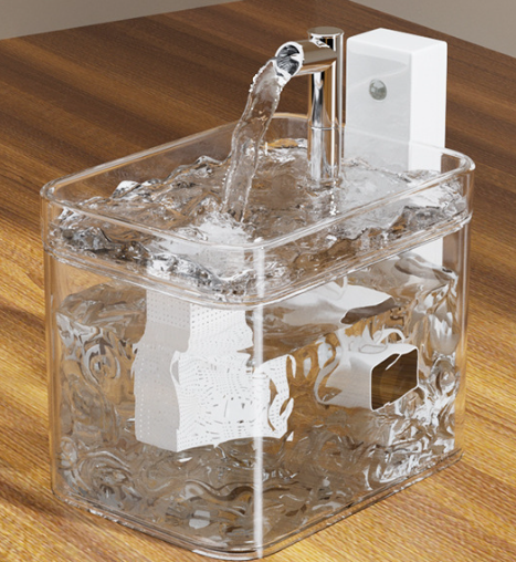 Transparent 1.5L Wireless Sensor Filtered Pet Water Fountain