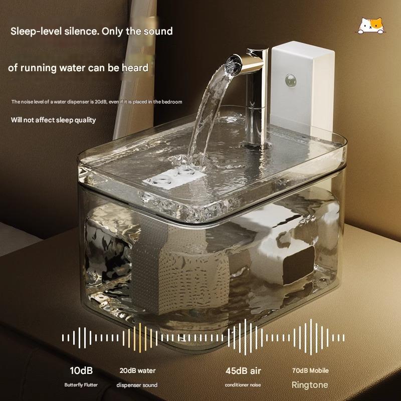 Transparent Yellow 1.5L Wireless Sensor Filtered Pet Water Fountain - Image 3