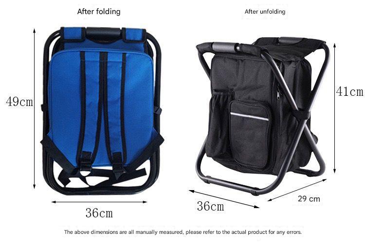 Black Insulated Cooler Backpack Chair Foldable Stool - Image 4