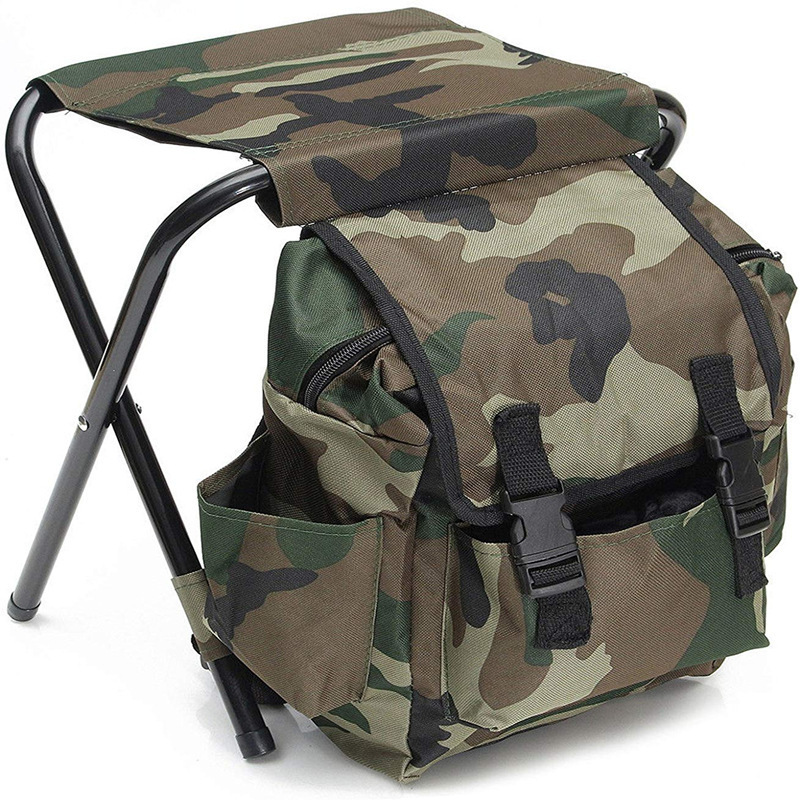 Folding Camo Backpack Stool Portable Chair for Camping Fishing