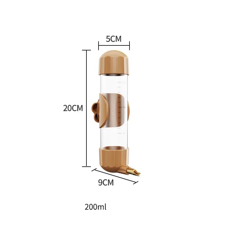 Brown 200ml Automatic Leakproof Bird Water Feeder Bottle