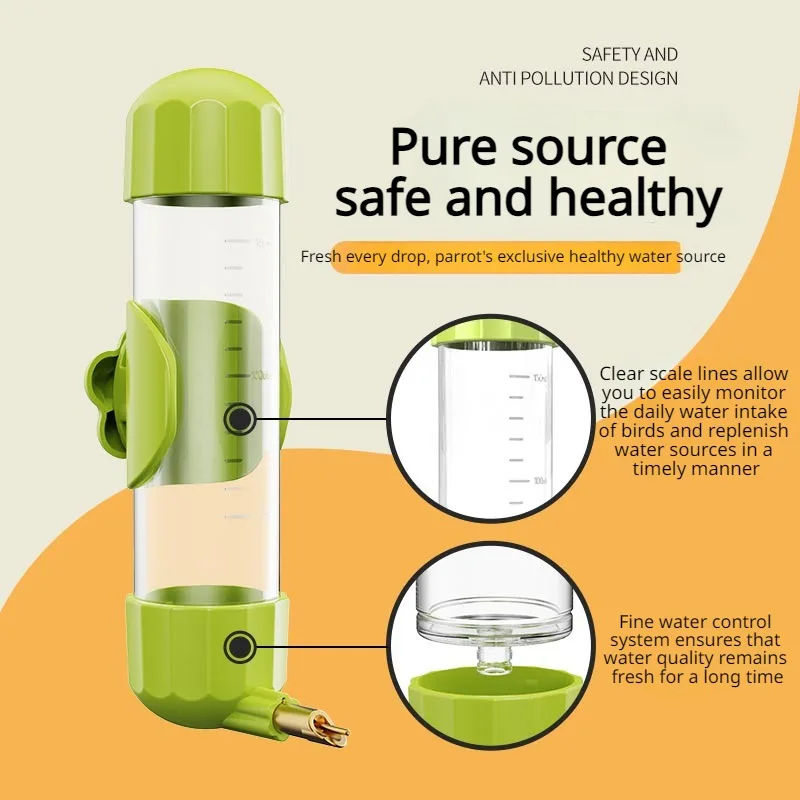 Grey 200ml Automatic Leakproof Bird Water Feeder Bottle - Image 2