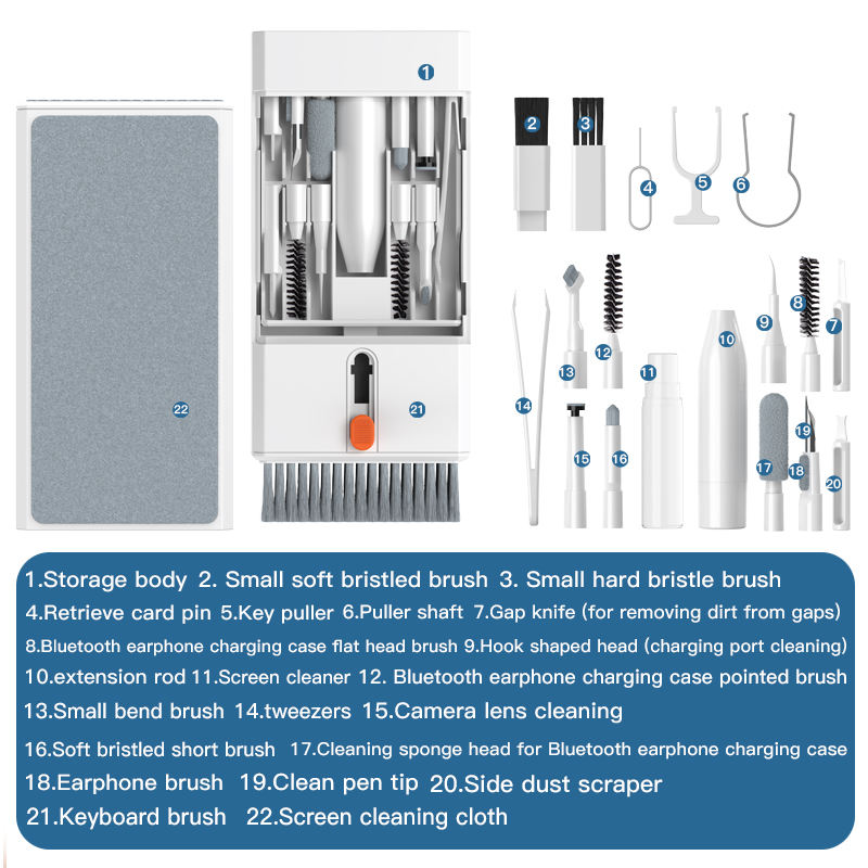 White 22-in-1 Electronics Cleaning Kit for Keyboards & Laptops - Image 4
