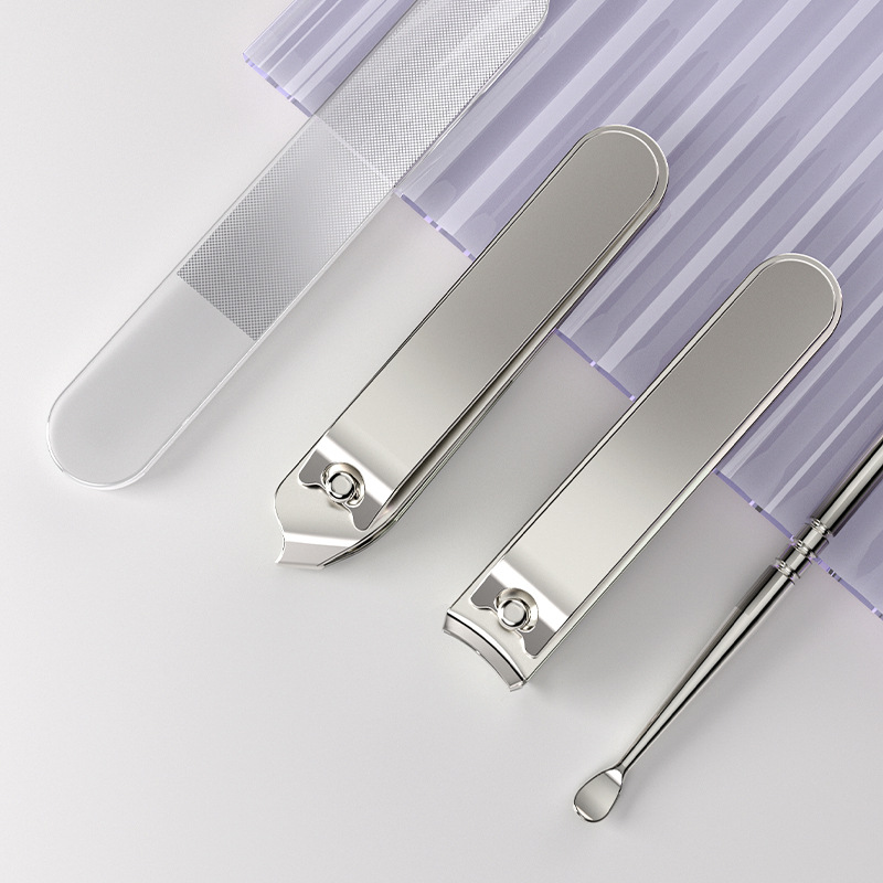 2 Sets Portable 4-Piece Stainless Steel Manicure Kit - Beige - Image 3