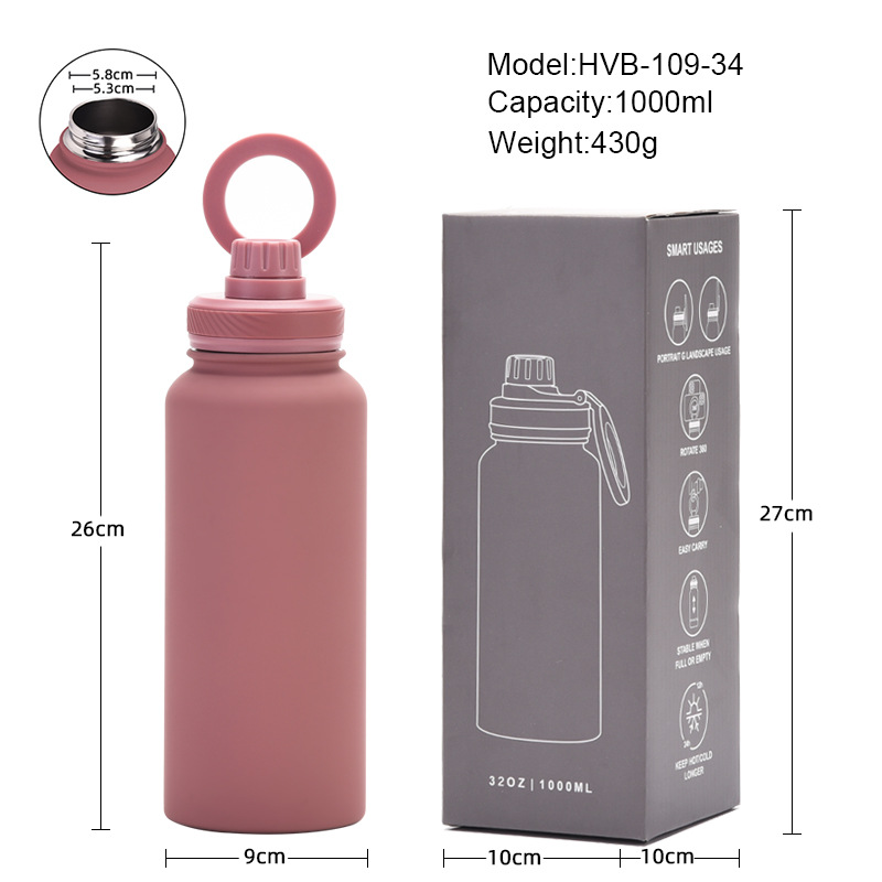 Matcha Green 1L Stainless Steel Water Bottle with Magnetic Phone Holder Lid - Image 8