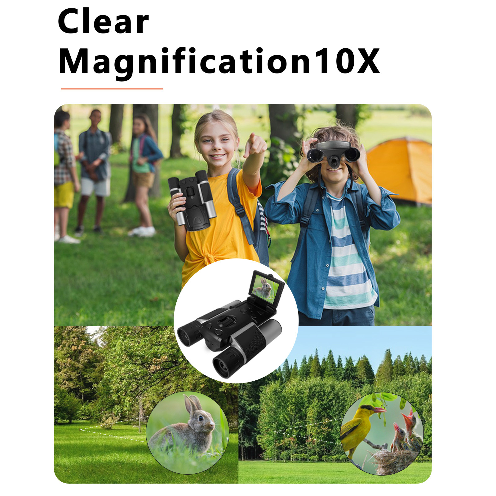 Silver and Black HD Digital Camera Binoculars 8X Zoom - Record Video & Photos with LCD Screen - Image 7