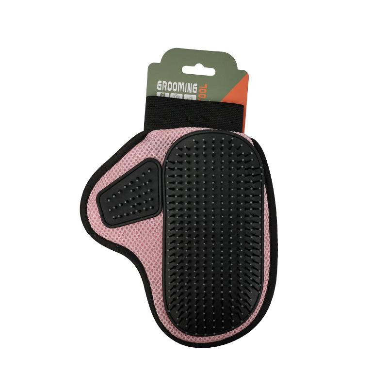 2 Pcs Pink And Black Pet Grooming Glove For Dogs And Cats