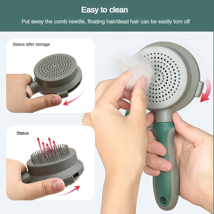 Green And Grey Dual Sided Pet Grooming Slicker Brush And Bath Comb - Image 4