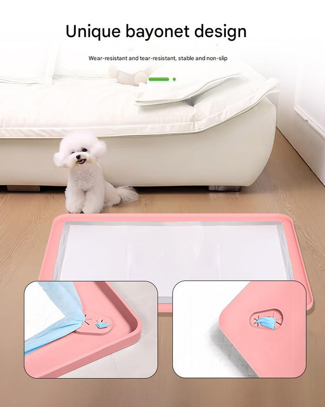 Pink Reusable Silicone Pet Pee Pad Holder - Non-Slip Training Tray with Spill-Proof Edges (62cm x 42cm) - Image 5