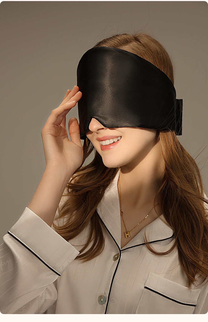 Black Luxury 19 Momme Mulberry Silk Sleep Mask Blackout