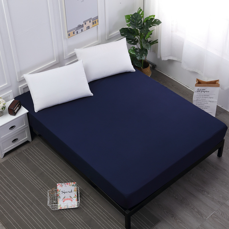 Dark Blue Queen Waterproof Fitted Mattress Protector 152x190x30cm
