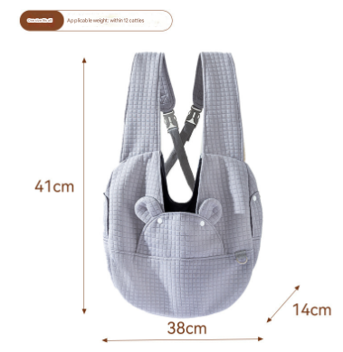 Grey Soft Quilted Front Pack Pet Carrier Backpack for Small Dogs and Cats