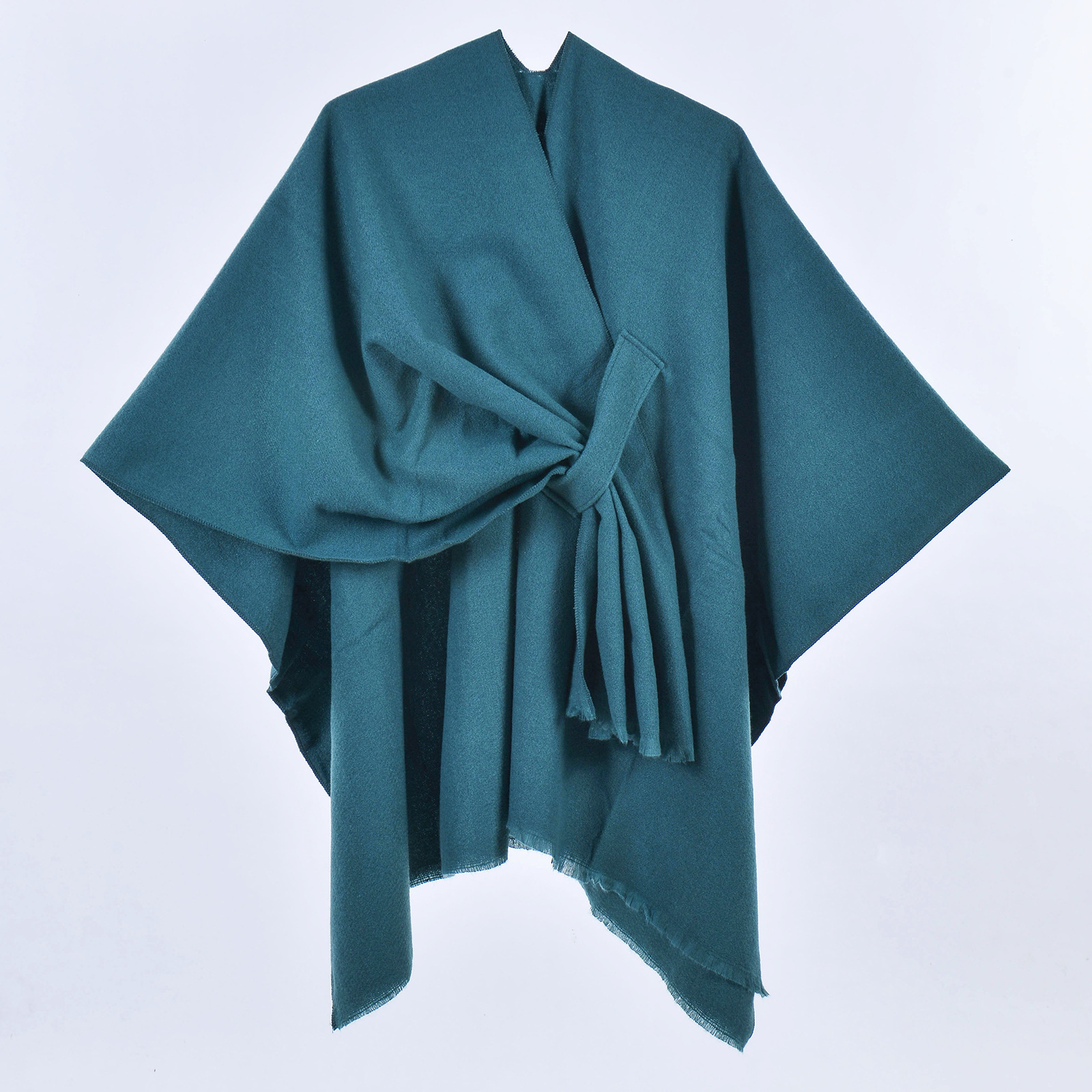 Dark Green Elegant Soft Knit Poncho Cape Shawl Wrap
