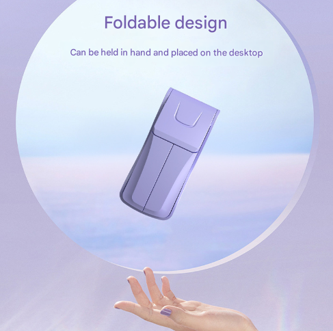 White Creative Dual-Head Folding Handheld Fan 3-Speed USB 10.5cm - Image 3
