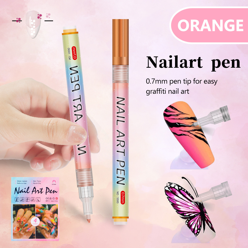 Orange 0.7mm Nail Art Doodle Pen 12 Sticks Single Color Marker