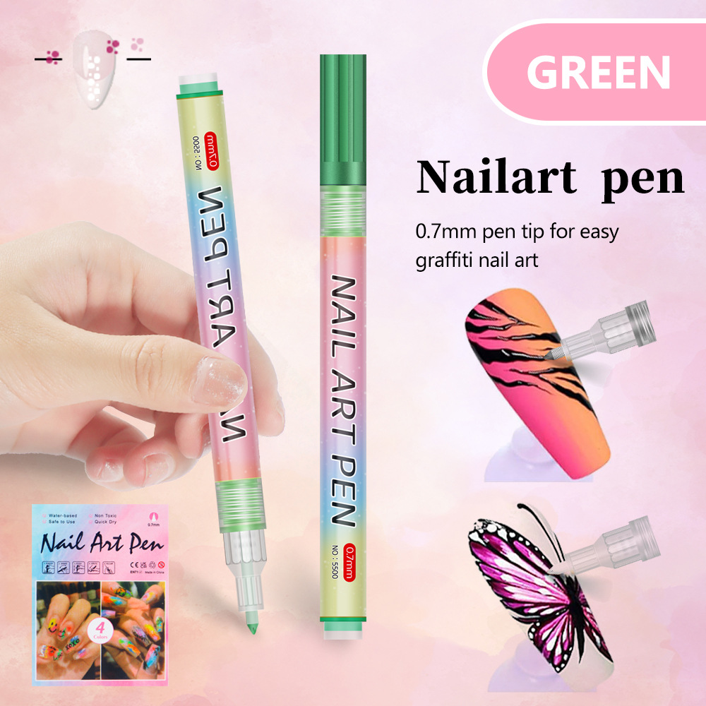 Green 0.7mm Nail Art Doodle Pen 12 Sticks Single Color Marker