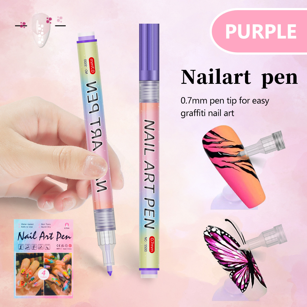 Purple 0.7mm Nail Art Doodle Pen 12 Sticks Single Color Marker