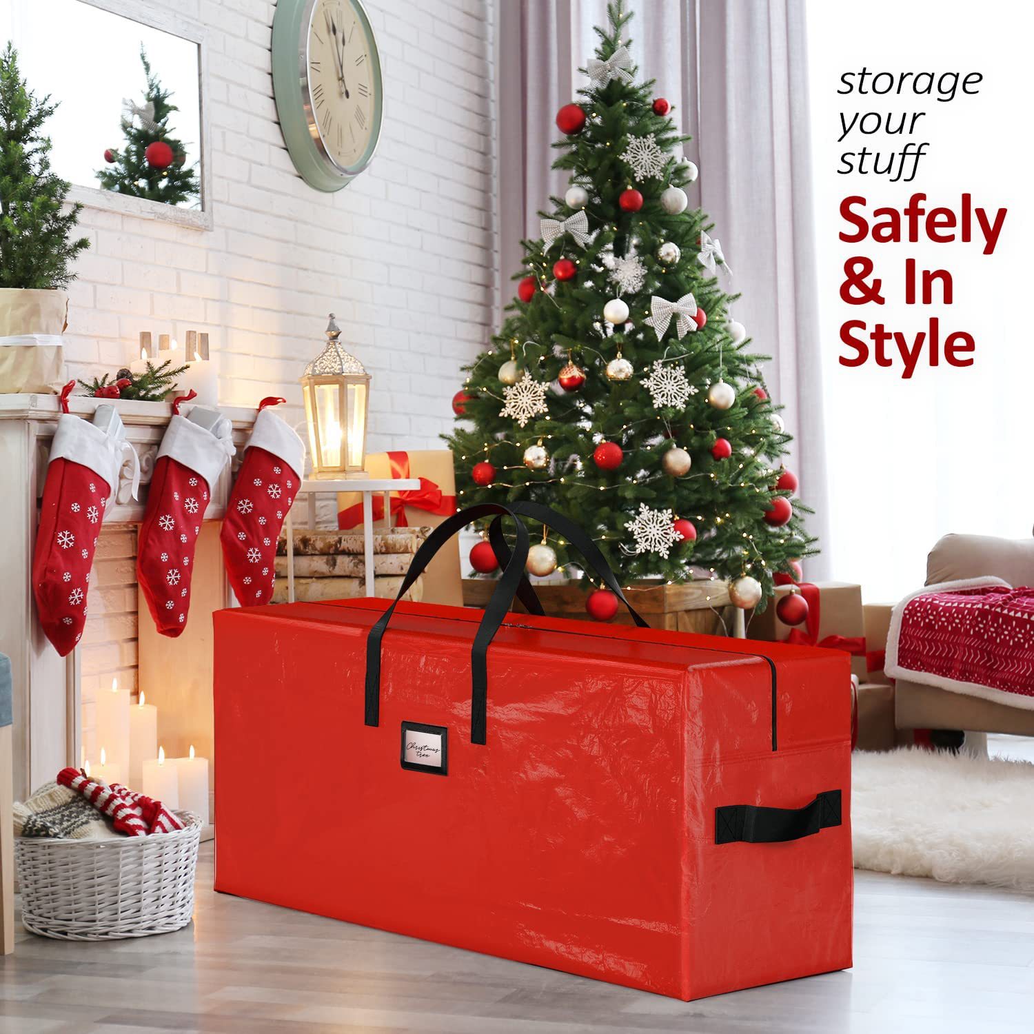 Red 165x38x76CM Durable Dustproof Christmas Tree Storage Bag