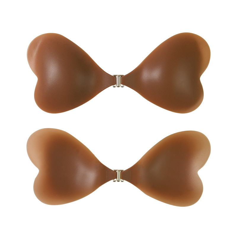 Brown Skin-Colour Heart Silicone Breast Stickers (Size B)