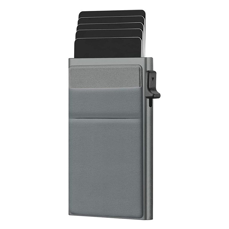 Ultra-Slim Pop-Up Card Holder Wallet with RFID (Gray)