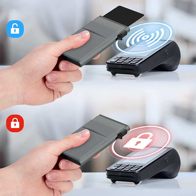 Ultra-Slim Pop-Up Card Holder Wallet with RFID (Gray) - Image 2