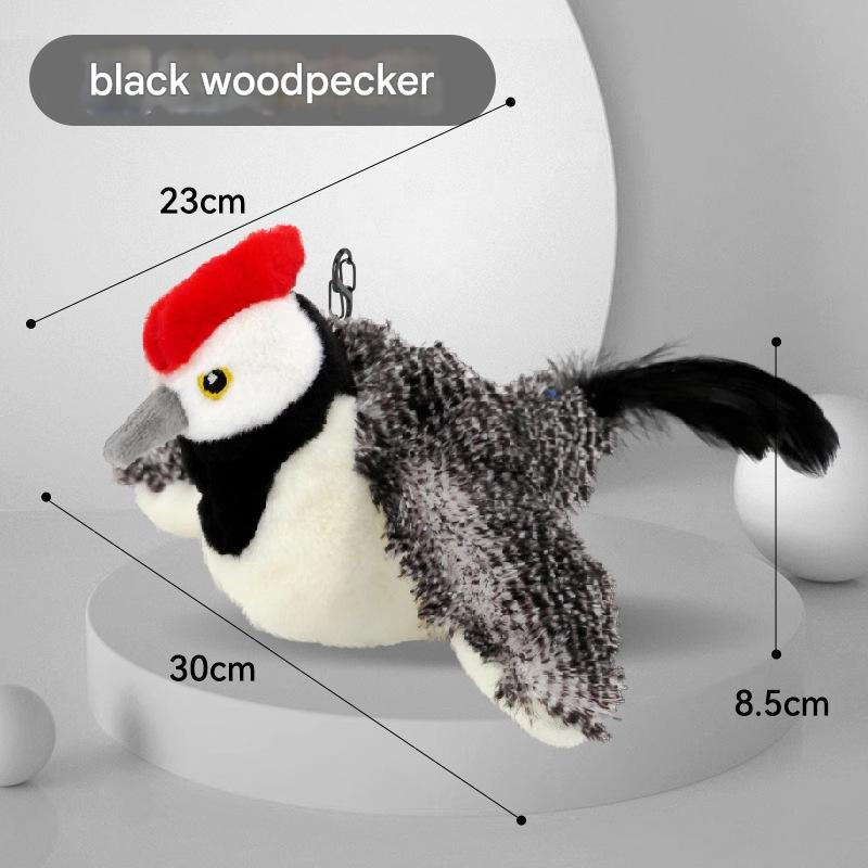 Black Woodpecker Interactive Flapping Wing Bird Toy for Cats and Dogs