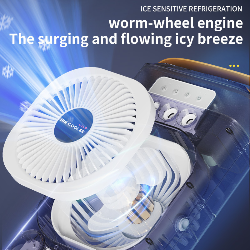White 3-in-1 Portable Air Cooler Fan Desktop Humidifier with LED Light - Image 3