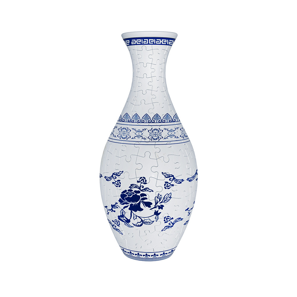 Blue and White Unique 3D Puzzle Vase with Water Holder