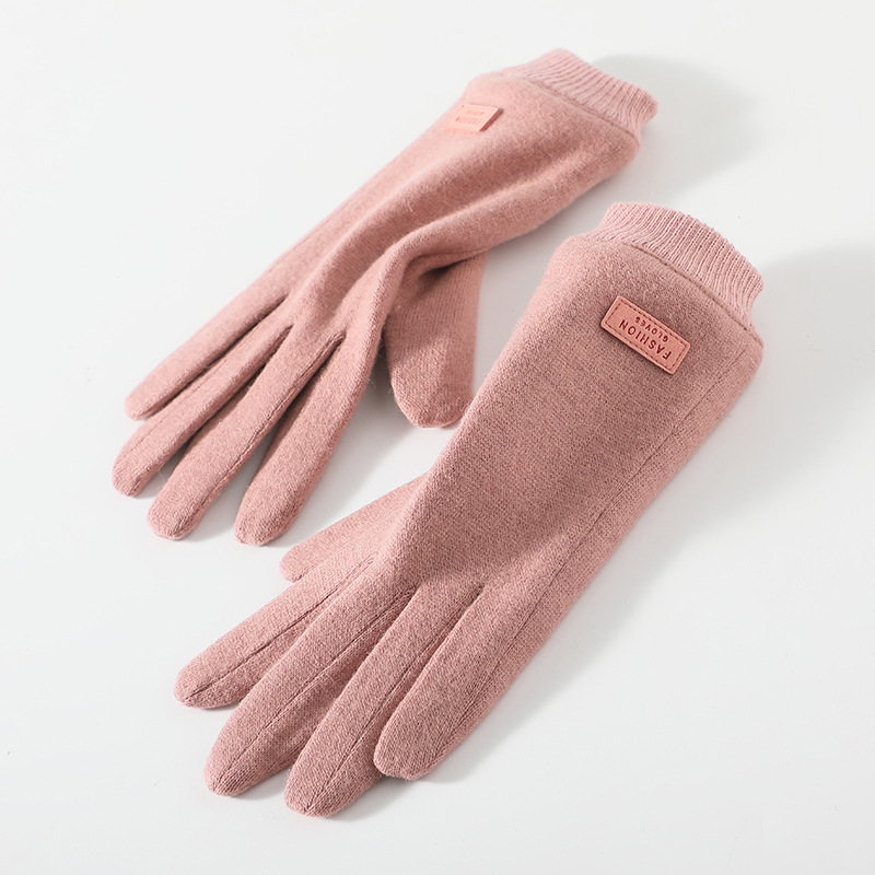 Pink Elegant Women's Wool Blend Winter Gloves - Touchscreen Warmth