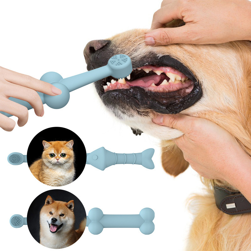6x Green Silicone Pet Toothbrush Fish And Bone Shape - Image 5