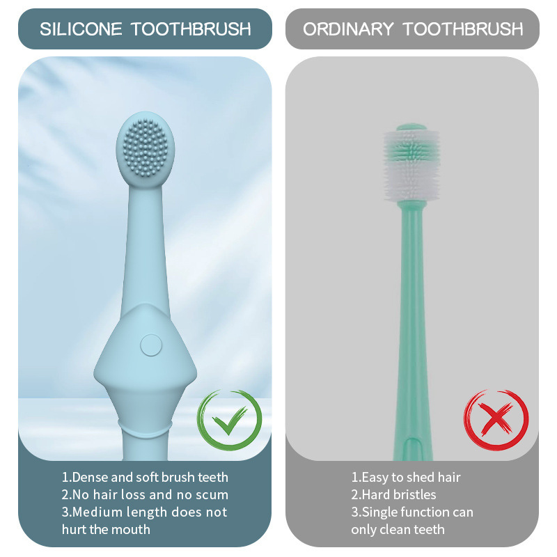 6x Blue Silicone Pet Toothbrush Fish And Bone Shape - Image 6