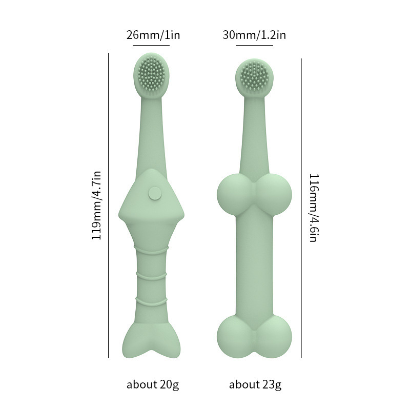 6x Beige Silicone Pet Toothbrush Fish And Bone Shape - Image 2