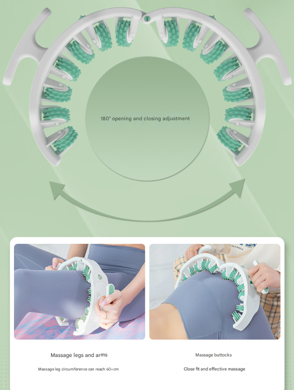 Green and White Adjustable 3D Leg & Body Roller Massager - Deep Tissue Muscle Relief - Image 6