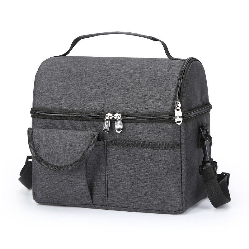 2 Pcs Black Premium Double Layer Insulated Lunch Bag 8.4L