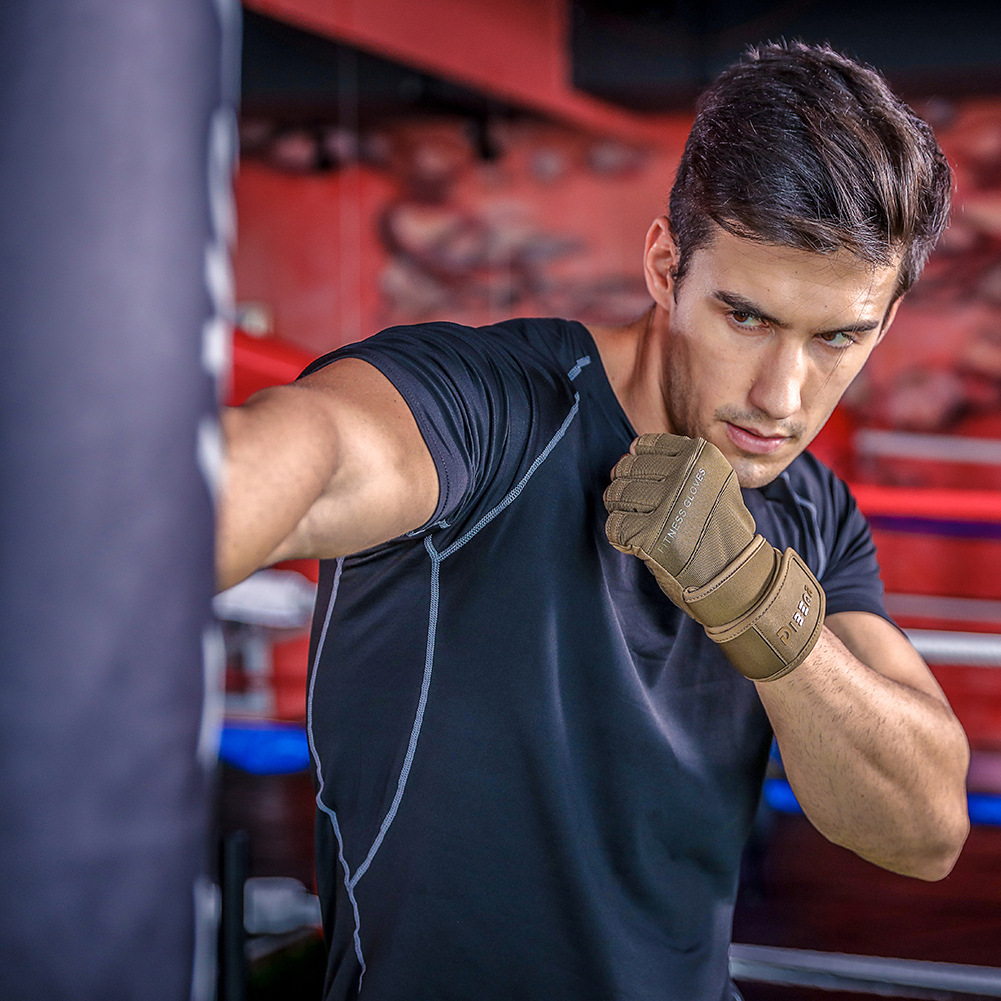 Size L Green Heavy Duty Workout Gloves with Wrist Support - Image 3