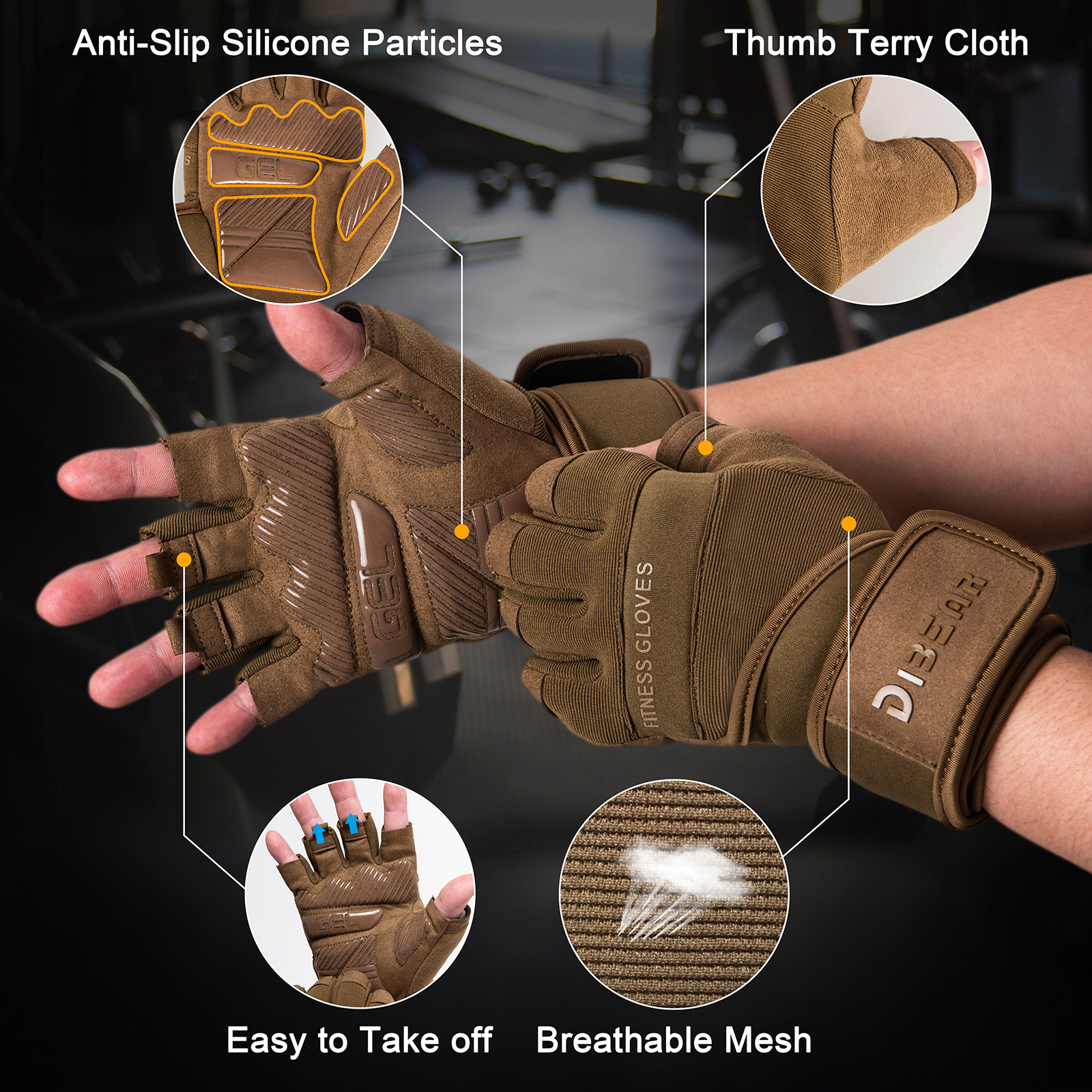 Size XXL Green Heavy Duty Workout Gloves with Wrist Support