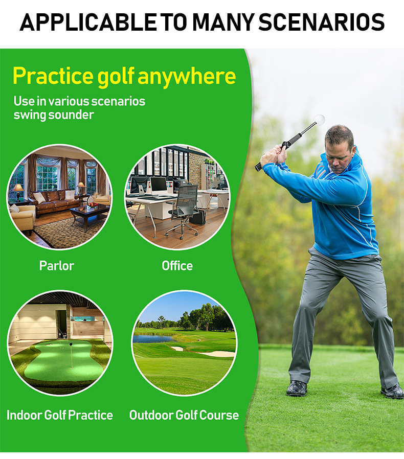 Black Pro Golf Swing Trainer with Audible Click & Corrective Grip - Image 7