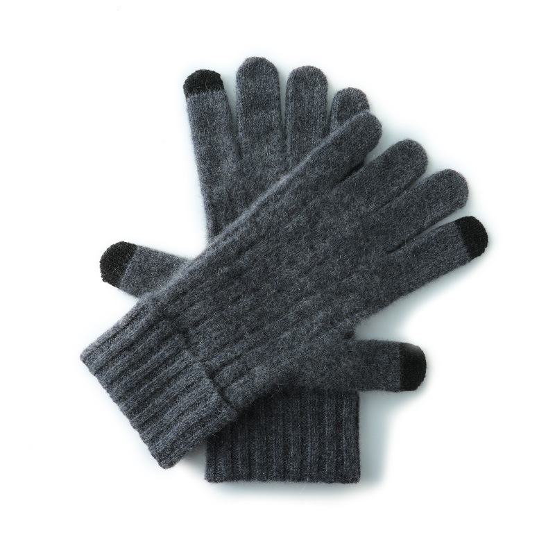 Dark Grey Unisex Touchscreen Ribbed Warm Cycling Gloves