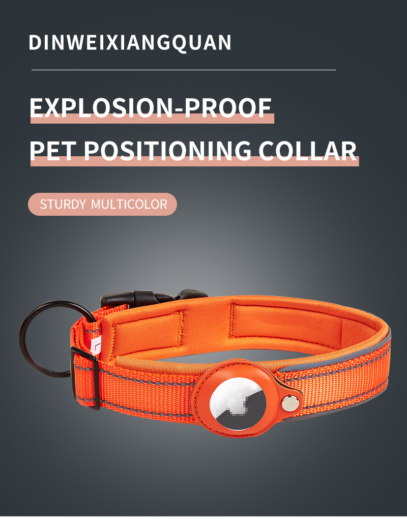 Size S Orange Reflective Anti-Lost Pet Collar for Apple AirTag - Image 3