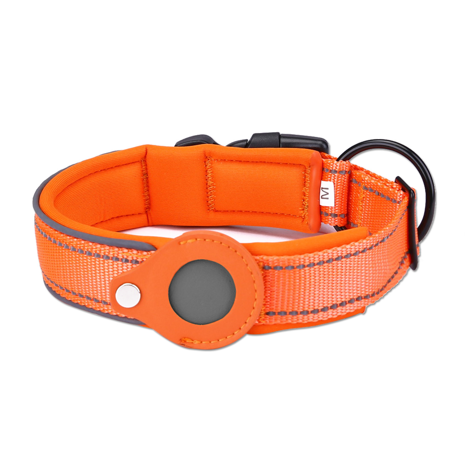 Size L Orange Reflective Anti-Lost Pet Collar for Apple AirTag