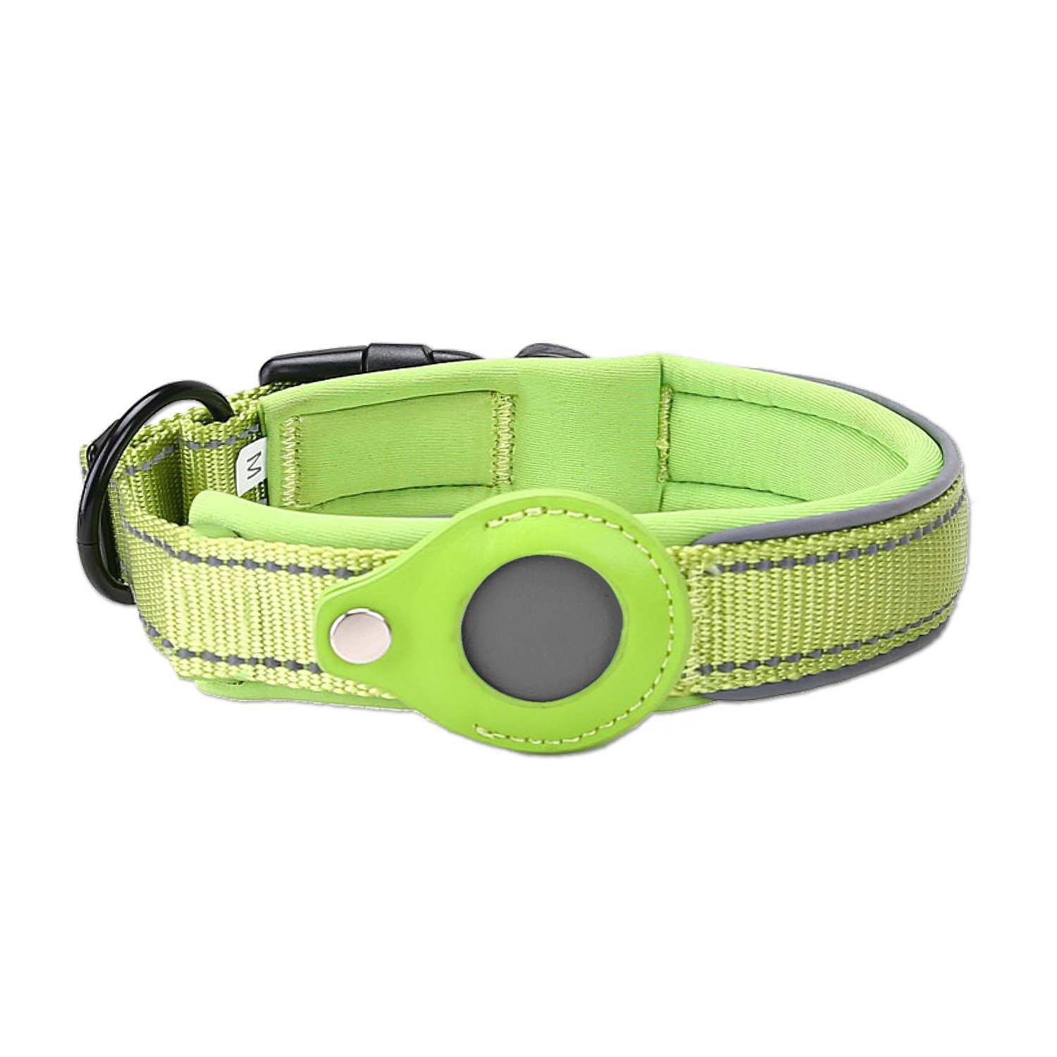 Size M Green Reflective Anti-Lost Pet Collar for Apple AirTag